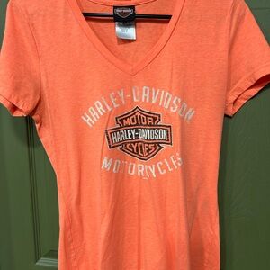 Harley-Davidson Women's Orange V-Neck Top